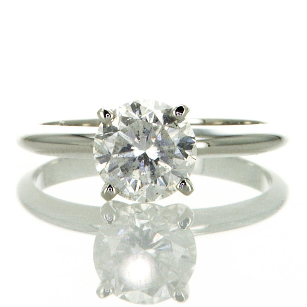 1.5 Carat Round Diamond Solitaire Engagement Ring 14K White Gold D/SI2 Size 6